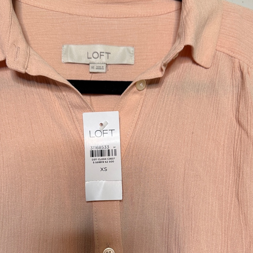 LOFT Peach Button-Down Shirt - Picture 3 of 4